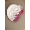 Dámska zimná vlnená čiapka s geometrickým vzorom K477 biela + tmavoružová