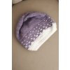 Dámska zimná vlnená čiapka s geometrickým vzorom K477 biela + tmavoružová
