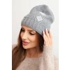 Dámska zimná vlnená čiapka s kryštálmi a vzorom K455 biela
