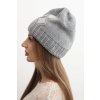 Dámska zimná vlnená čiapka s kryštálmi a vzorom K455 biela