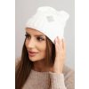 Dámska zimná vlnená čiapka s kryštálmi a vzorom K455 biela