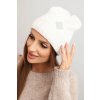 Dámska zimná vlnená čiapka s kryštálmi a vzorom K455 biela