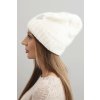 Dámska zimná vlnená čiapka s kryštálmi a vzorom K455 biela