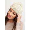 Dámska zimná vlnená čiapka s vrkočovým vzorom K452 béžová
