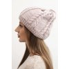 Dámska zimná vlnená čiapka s vrkočovým vzorom K452 béžová