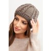 Dámska zimná vlnená čiapka s vrkočovým vzorom K452 béžová