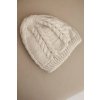 Dámska zimná vlnená čiapka s vrkočovým vzorom K452 béžová