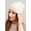 Dámska zimná vlnená čiapka s vrkočovým vzorom K452 béžová