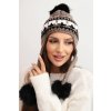 Dámska zimná vlnená čiapka s klapkami na uši a brmbolcami K436 biela