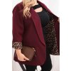 Dámske sako Plus Size s leopardovou podšívkou hnedé