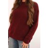 Dámsky sveter s vlnou s dlhým rukávom a okrúhlym výstrihom bordový