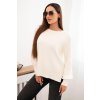 Dámsky svetrový viskózový s dlhým rukávom a rozparkom po bokoch béžový