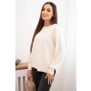 Dámsky svetrový viskózový s dlhým rukávom a rozparkom po bokoch béžový
