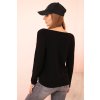 Dámsky viskózový sveter s dlhým rukávom a okrúhlym výstrihom čierny