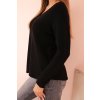 Dámsky viskózový sveter s dlhým rukávom a okrúhlym výstrihom čierny