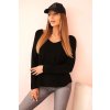 Dámsky viskózový sveter s dlhým rukávom a okrúhlym výstrihom čierny