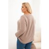 Dámsky sveter plus size s lodičkovým výstrihom hnedý