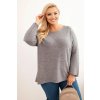 Dámsky sveter plus size s lodičkovým výstrihom hnedý
