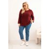Dámsky sveter plus size s lodičkovým výstrihom hnedý