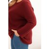 Dámsky sveter plus size s lodičkovým výstrihom hnedý