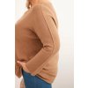 Dámsky sveter plus size s lodičkovým výstrihom hnedý
