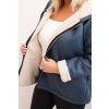 Dámska bunda Plus Size s kapucňou a beránkom v ťavej farbe