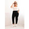 Dámske nohavice Plus Size s deťou a viskózou so širokou gumou čierne