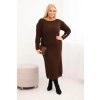Dámske mohérové svetrové šaty Plus Size čokoládové