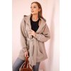 Zateplený prehoz s viazaním v páse tmavo béžový
