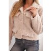 Dámska bunda s vlnou s nadýchanou štruktúrou a ozdobnými gombíkmi béžová