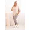 Dámska blúzka Plus Size z bavlnou voľného strihu s vodným výstrihom béžová