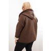 Dámska bunda Plus Size s kapucňou a beránkom v ťavej farbe