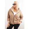 Dámska bunda Plus Size s kapucňou a beránkom v ťavej farbe
