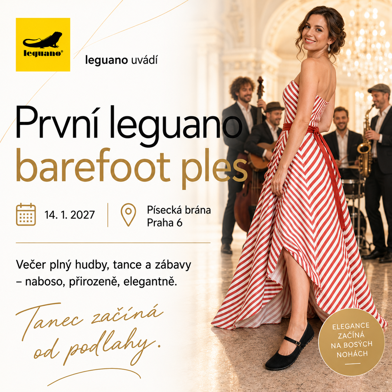 První leguano Barefoot ples: elegance, tanec a svobodné nohy v Písecké bráně