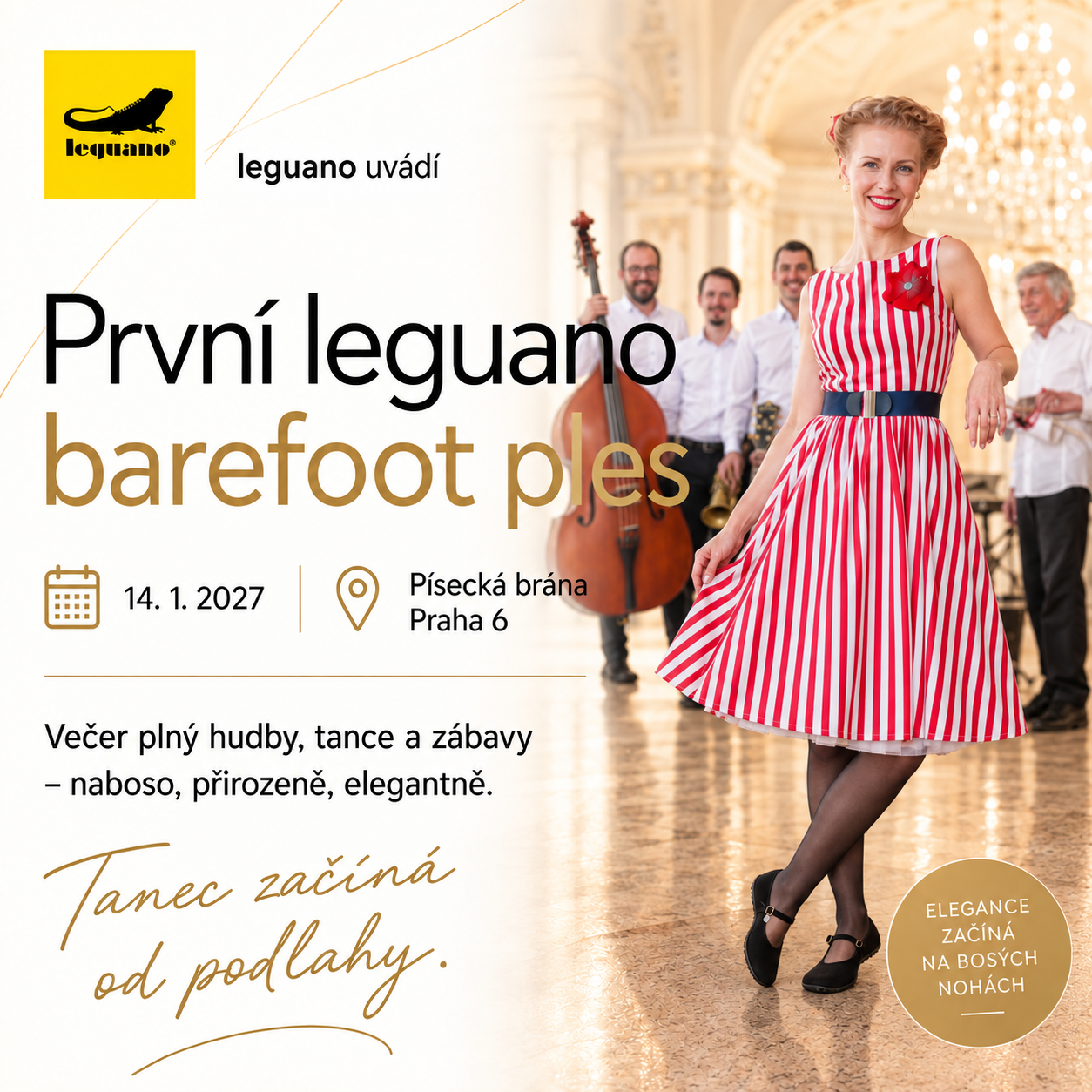 První leguano Barefoot ples: elegance, tanec a svobodné nohy v Písecké bráně