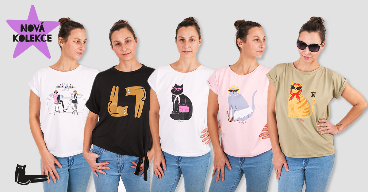 Nová kolekce triček - filmové kočky, mouchy a jing jang