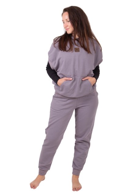 damska teplakova souprava s vestou taupe