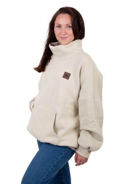 mikina oversized rolak ecru kavovar 1