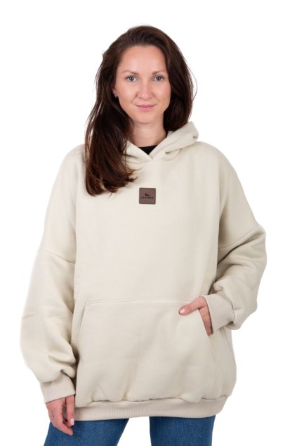 mikina oversized kapuce ecru smile 4