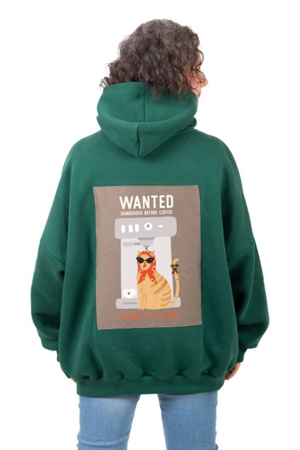 mikina oversized kapuce zelena back kavovar