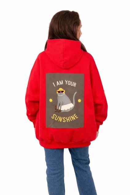 mikina oversized kapuce cervena sunshine