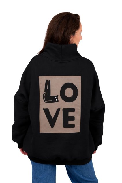 mikina oversized rolak cerna love