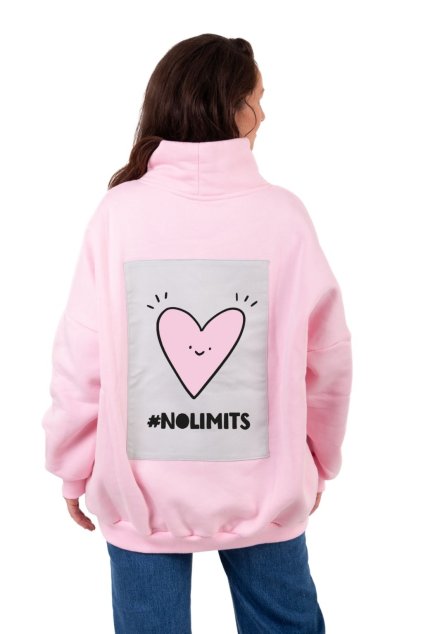 mikina oversized rolak ruzova srdce plne