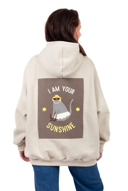 mikina oversized kapuce ecru sunshine