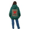 mikina oversized kapuce zelena back srdce plne