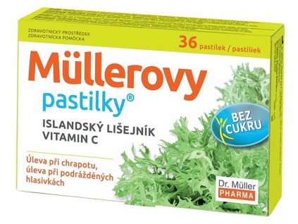 Lekáreň Adonai Müllerove pastilky s islandským lišajníkom a vitamínom. C - bez cukru | 36 ks