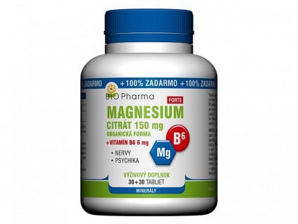 BIO Pharma Magnesium citrát 150mg + Vitamín B6 60 tbl