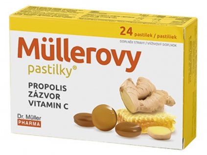 Lekáreň Adonai Müllerove pastilky s propolisom, zázvorom, vitamínom C | 24 ks