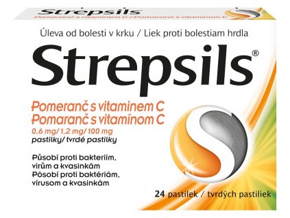 Lekáreň Adonai Strepsils pastilky pomaranč s vitamínom C | 24 ks