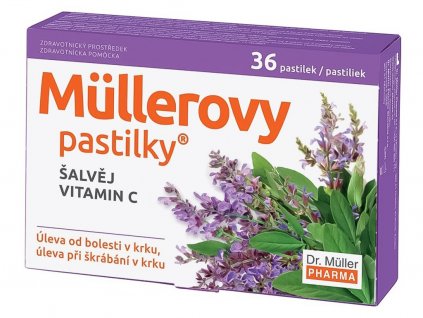 Lekáreň Adonai Müllerove pastilky so šalviou a vitamínom C | 36 ks